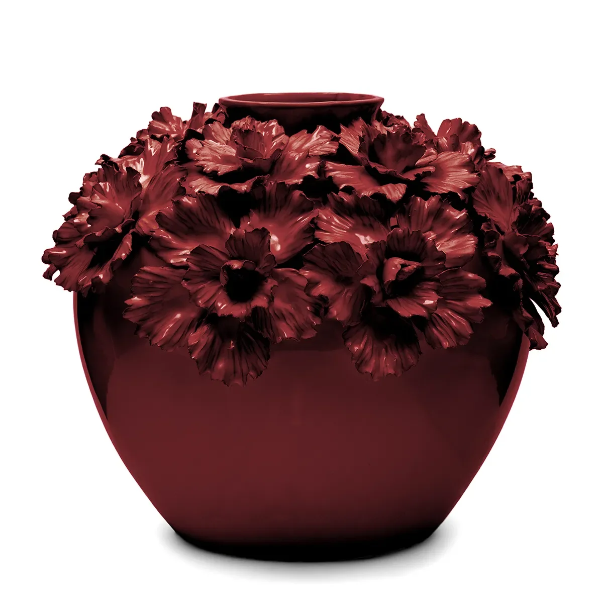 Handmade Vase Blossom L Burgundy