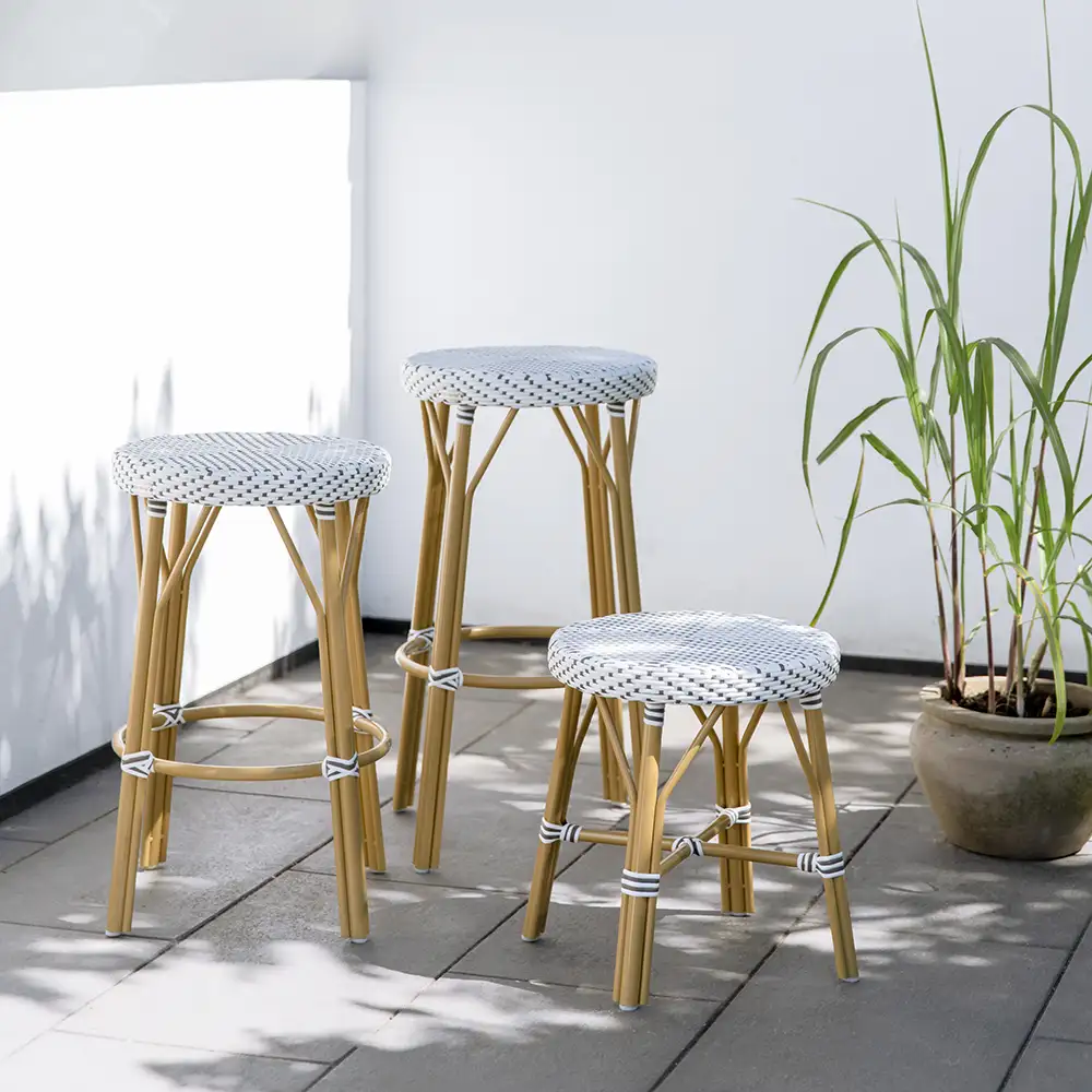 Simone Bar stool outdoor rattan White