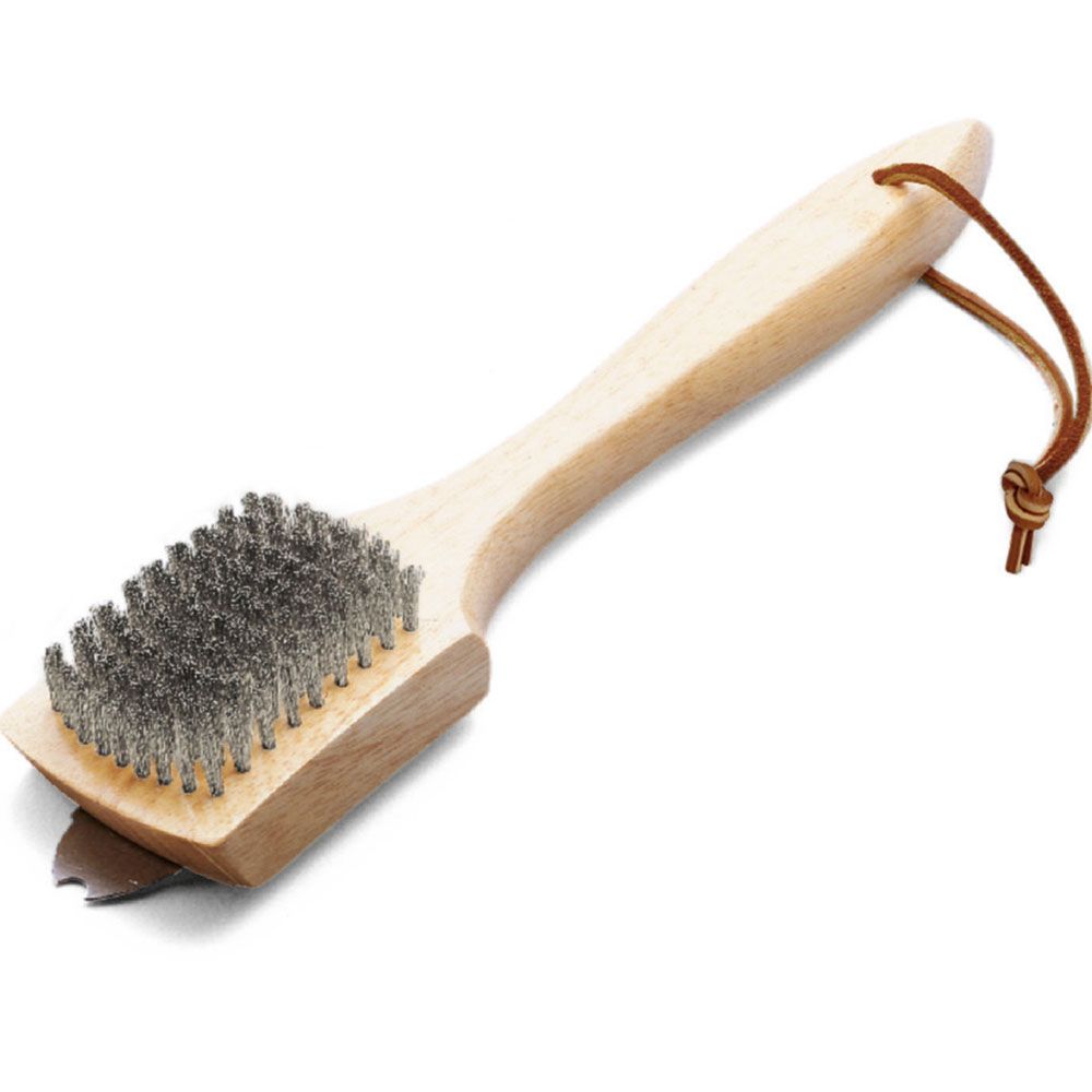 Grill brush short in wood