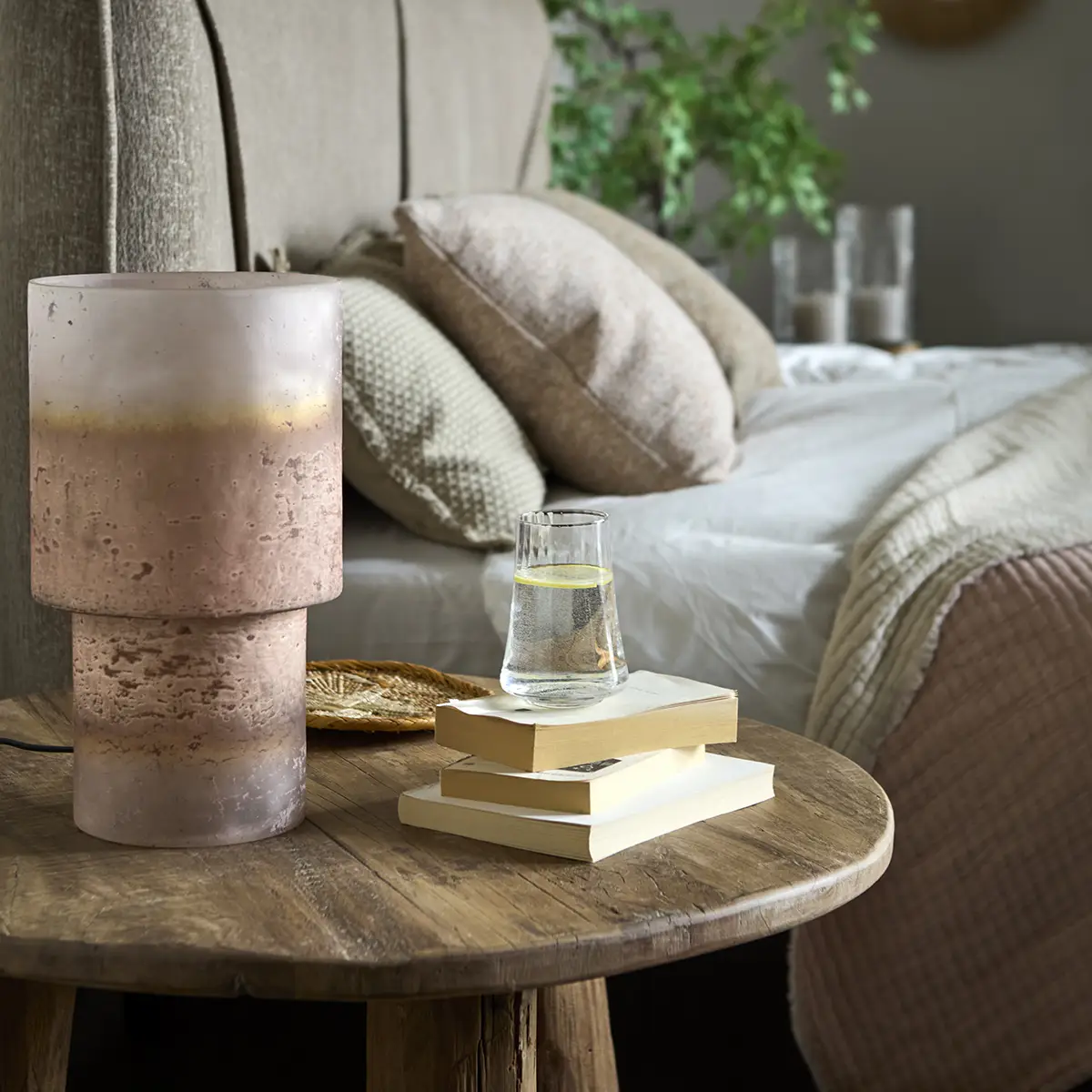 Table Lamp in Glass Eldor Pink H35 cm 