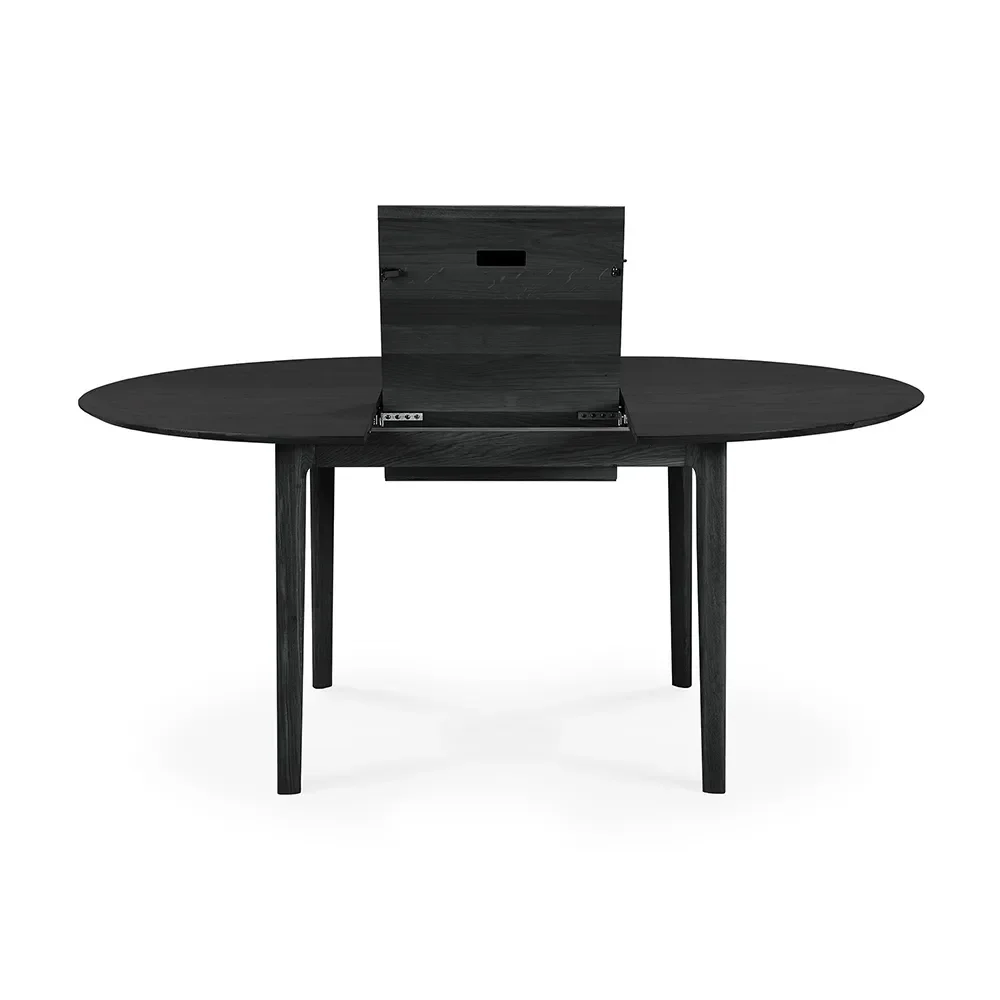 Bok Dining table Ø129-179 Black varnished oak