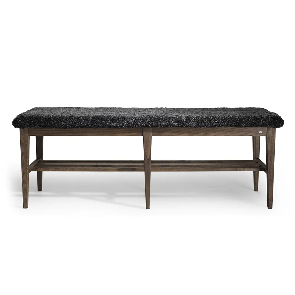Nadja Bench 130 cm Brown Oiled Ash/Sheepskin Dark Grey