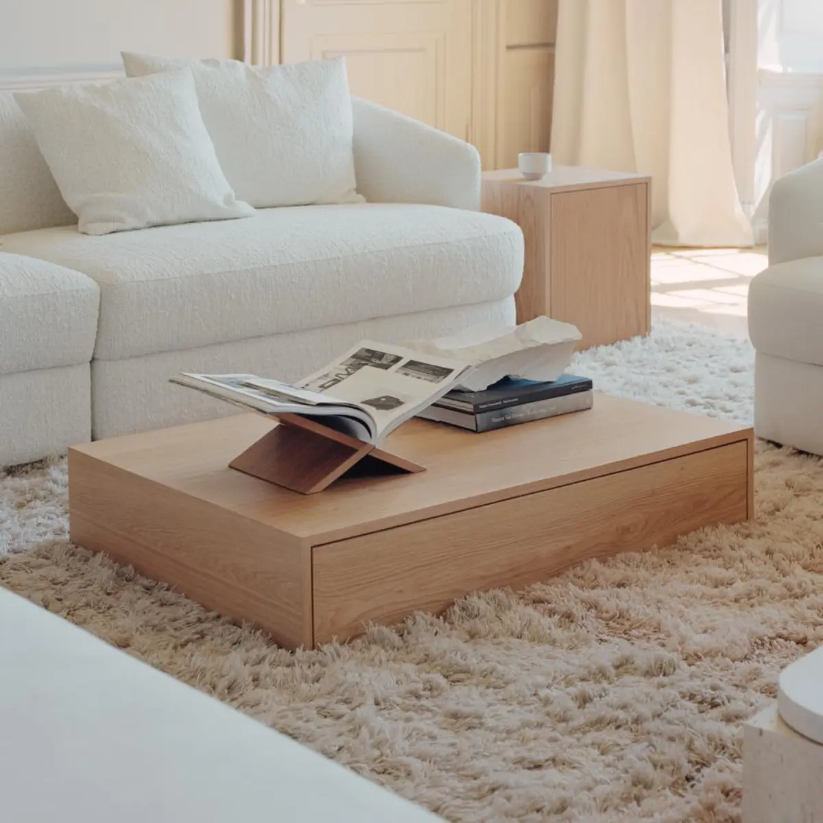 Mass Coffee Table Wide w. Drawer Oak