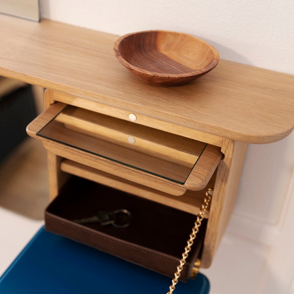 One More Look Mirror Solid Oak/Petrol Blue