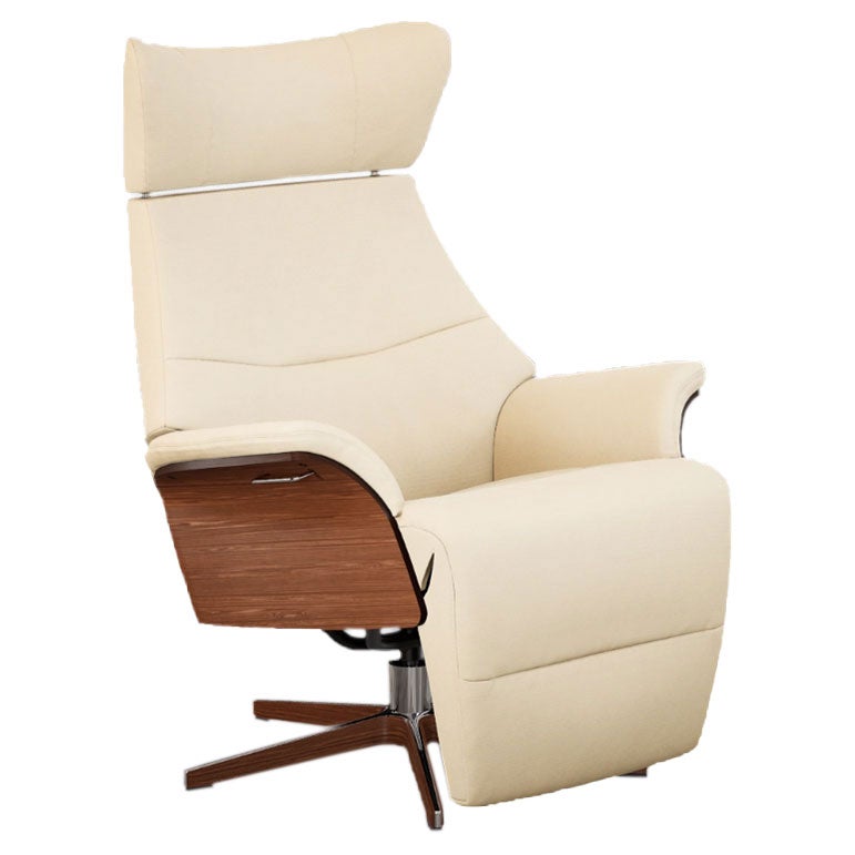 Air swivel armchair with footrest fabric B wood/aluminium