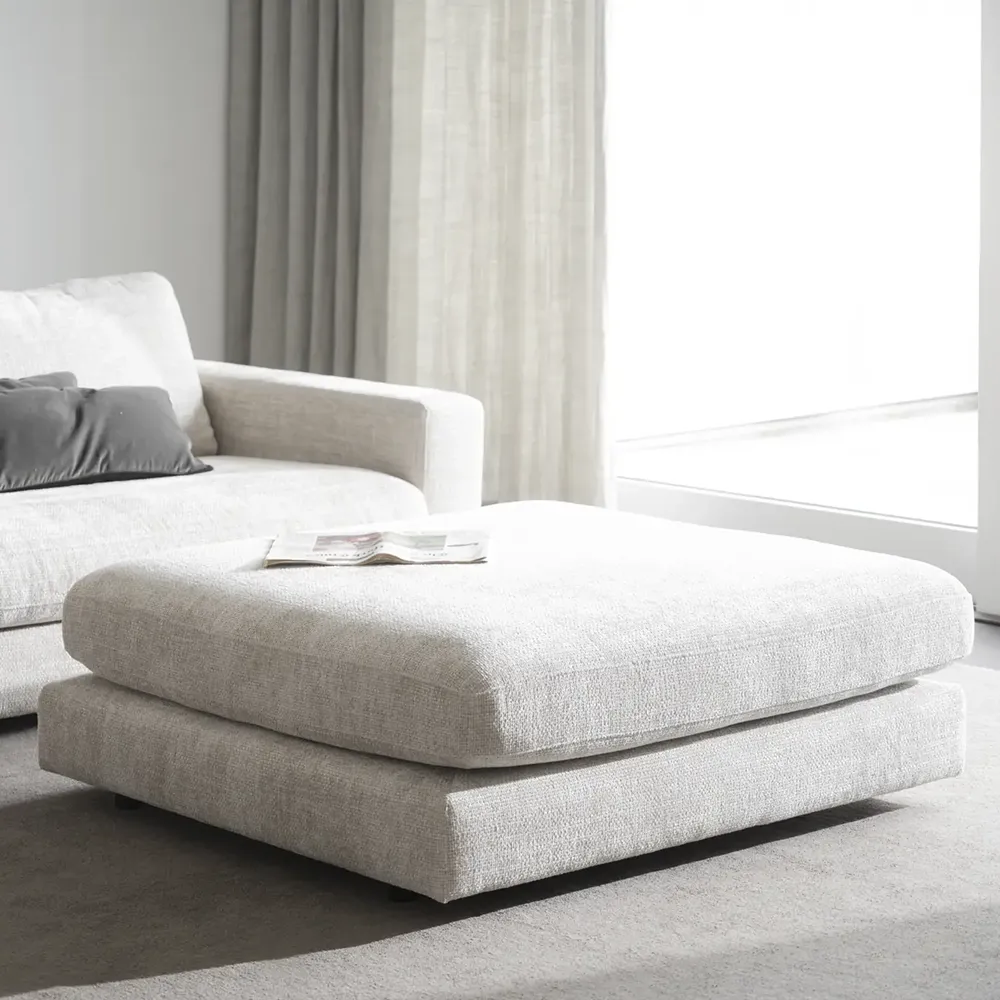 Duncan footstool - Robin light gray fabric