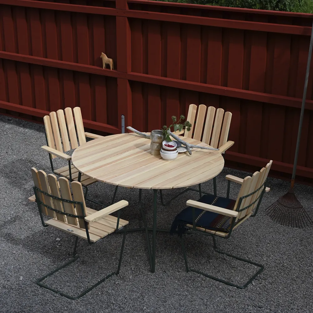 9A Table 100 Cm Oiled Pine /Green Stand