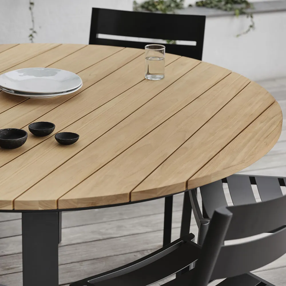 Laurion Dining table Ø150 cm teak/black
