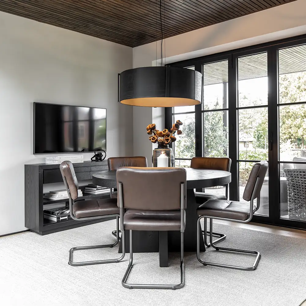 CASPIAN D/C leather Anthracite round tube base product