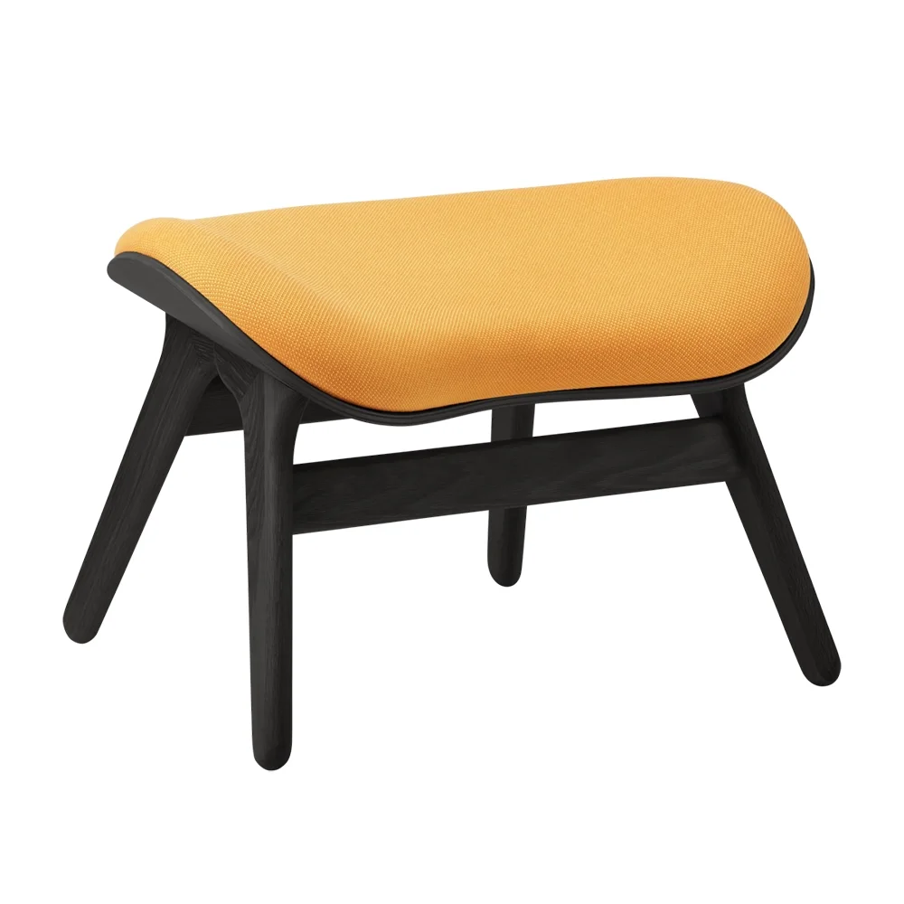 A Conversation Piece Ottoman Footstool Black Oak/Tangerine
