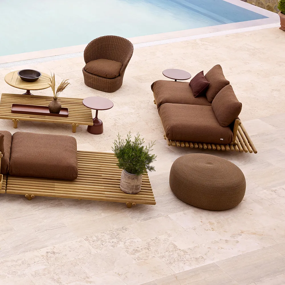 Circle footstool extra large Umber brown Soft Rope