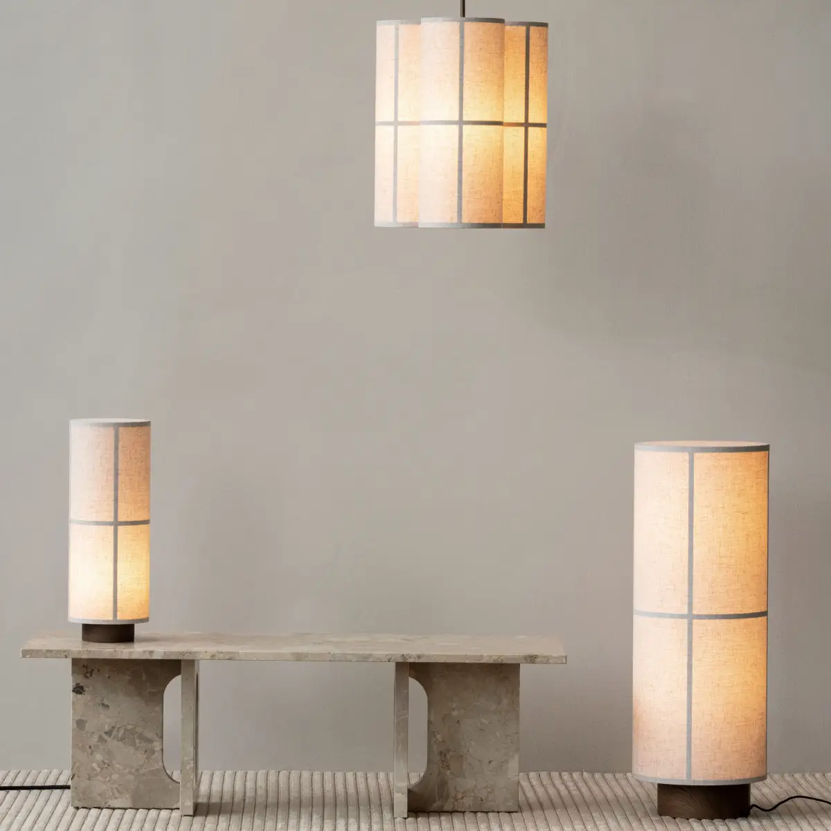 Hashira Floor Lamp Linen Raw H83 cm