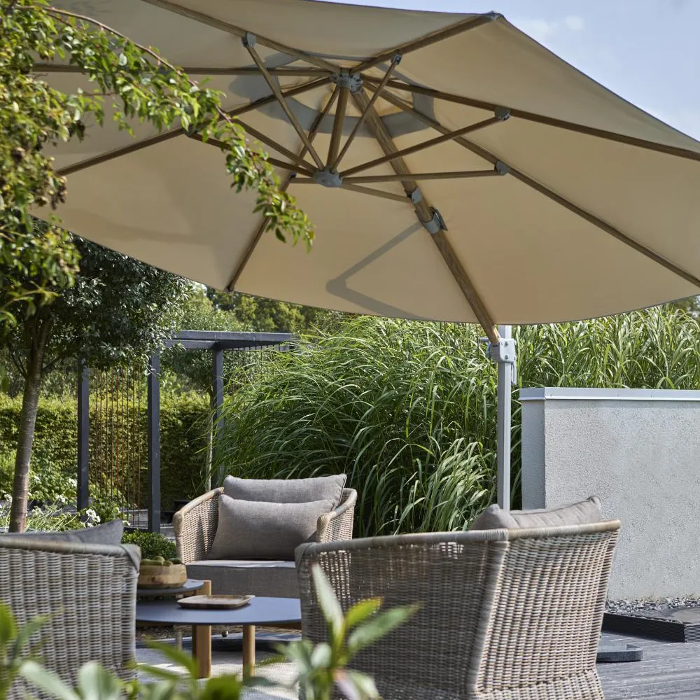 Luzzi hanging parasol Ø350 cm Light grey/khaki