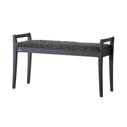 Meja Bench Black stained Oak/Sheepskin look Dark grey