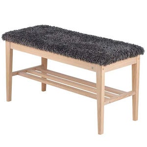 Nadja Bench White oiled Oak/Sheepskin look dark grey