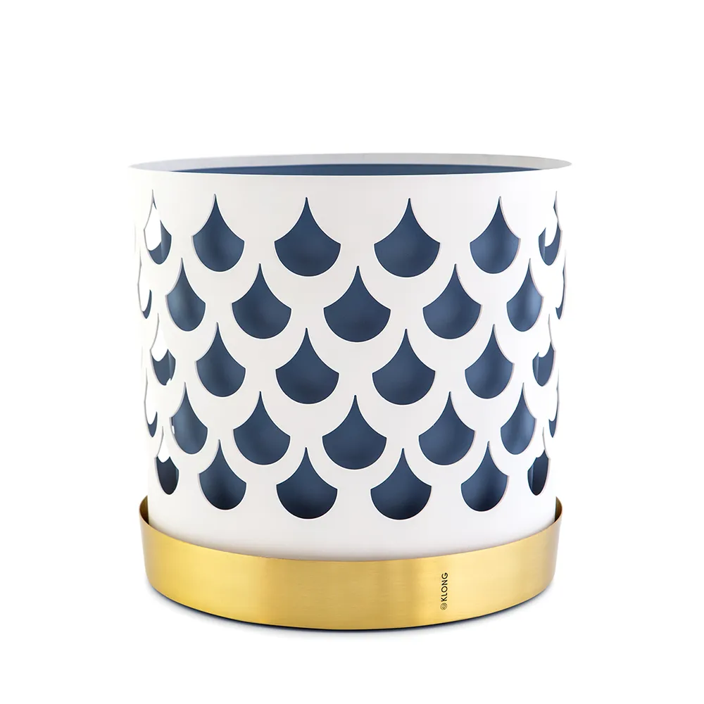 Trio Drop Big pot White Lacquered thin sheet metal