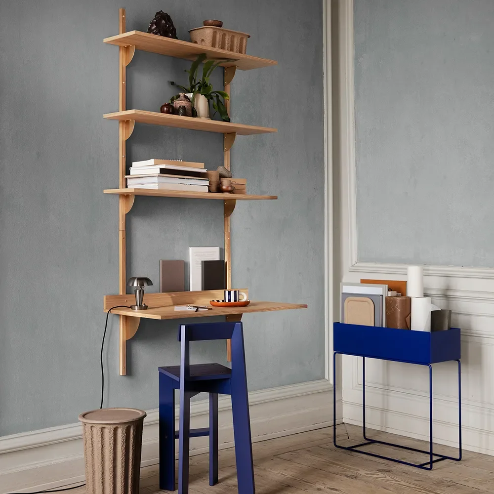 Sector Wall-mounted desk - Oak/Black Brass