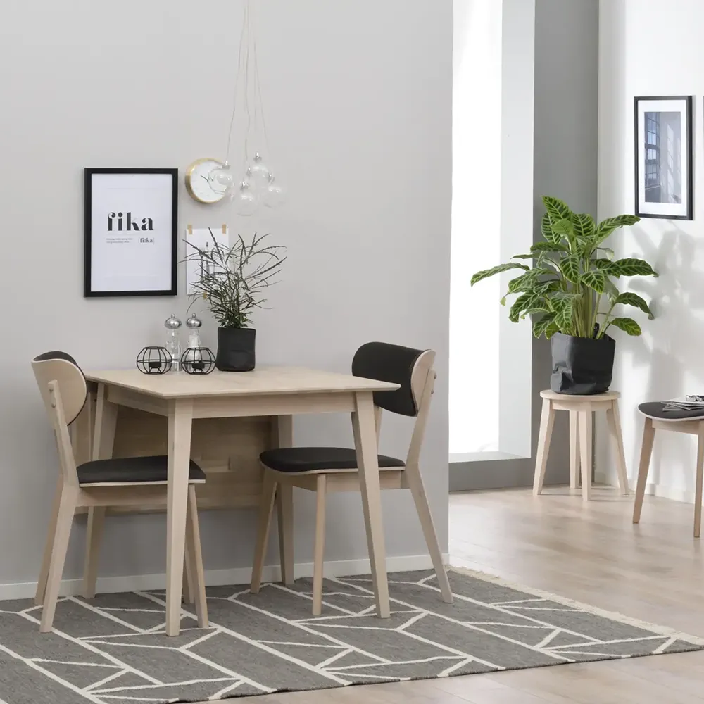 Filippa drop leaf table 80-125x80 cm white pigmented oak
