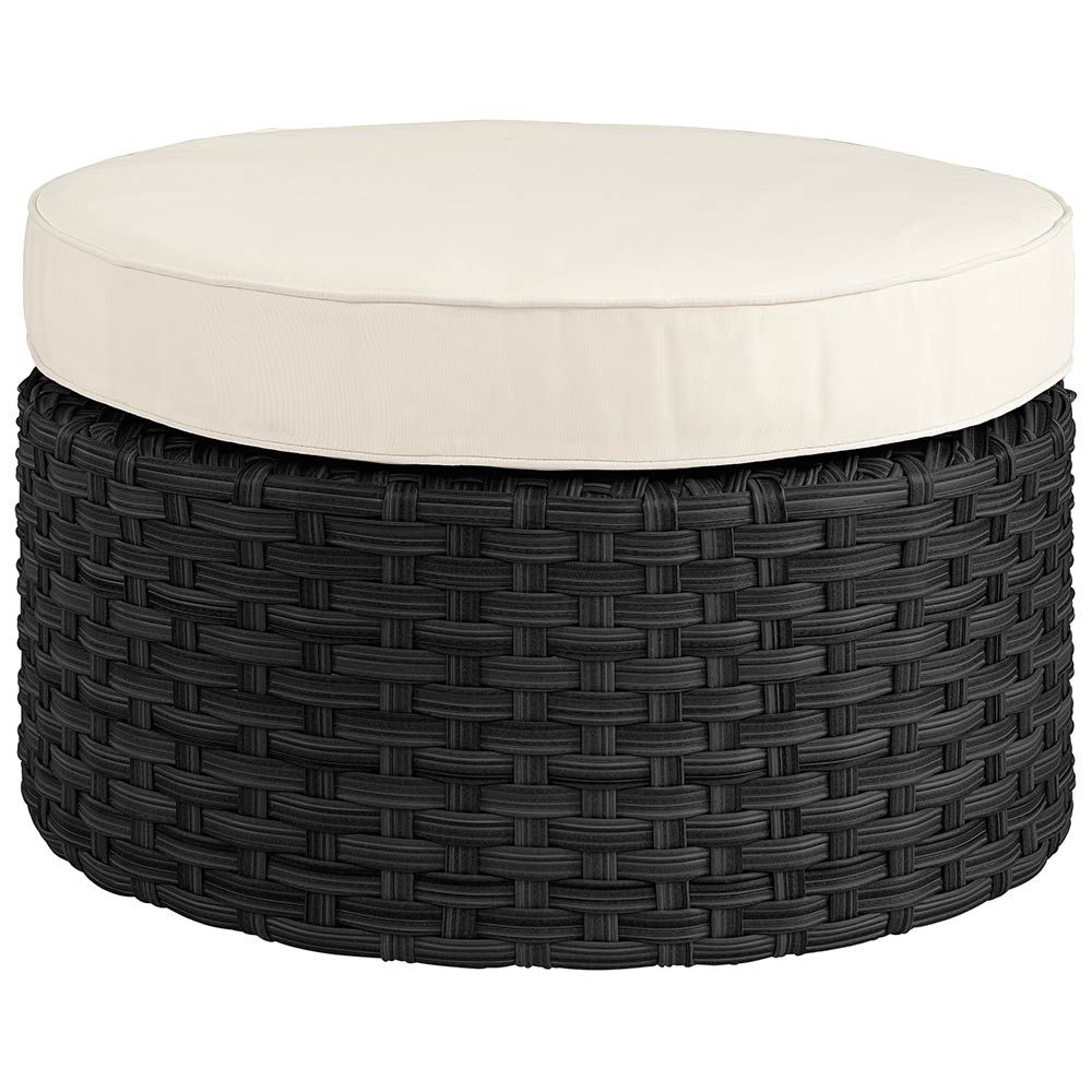 Footstool Toledo Rattan Black excl. cushion