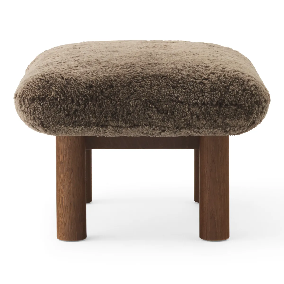 Brasilia Stool Dark Stained Solid Oak, Sheepskin Nevotex Root