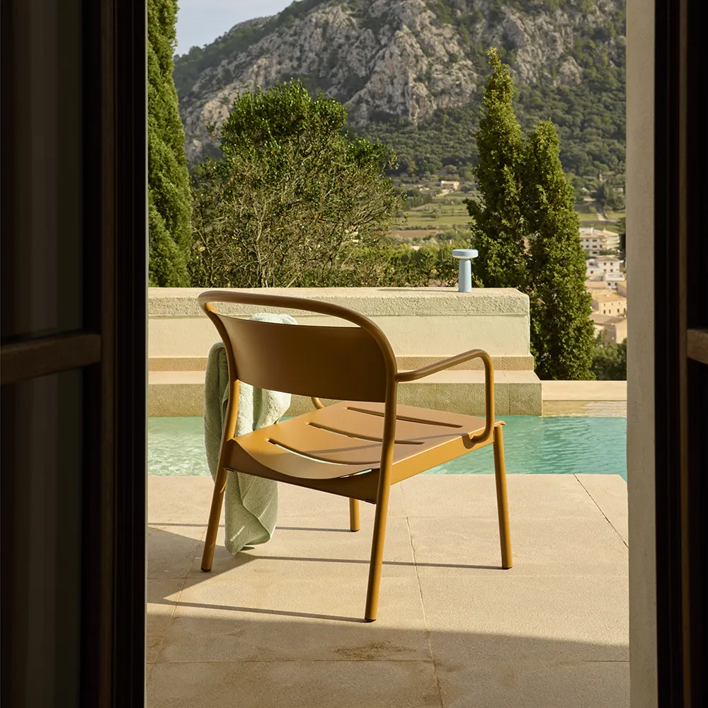 Linear Steel Lounge Armchair Burnt Orange 