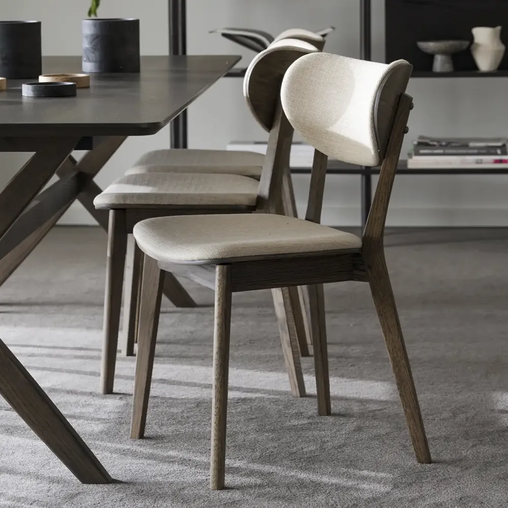 Kato dining chair brown oak/beige fabric
