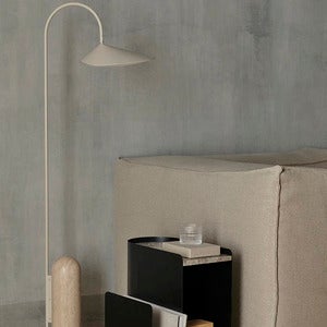 Adjustable Floor Lamp with Travertine Base Arum Cashmere