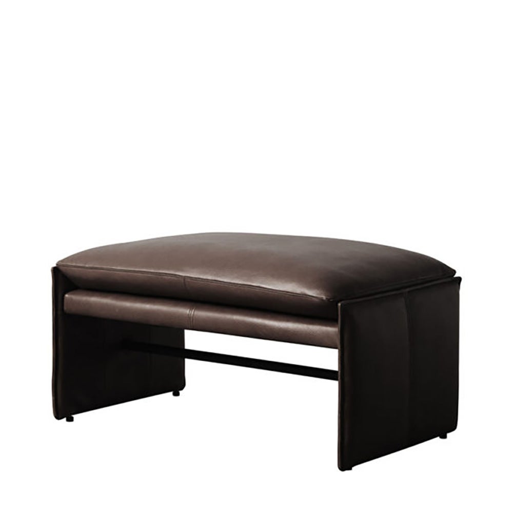 HARLEM leather footstool-Espresso