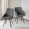 Alison chair with armrests grey fabric/black metal legs