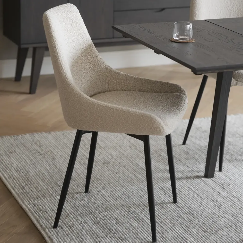 Sierra dining chair beige bouclé fabric