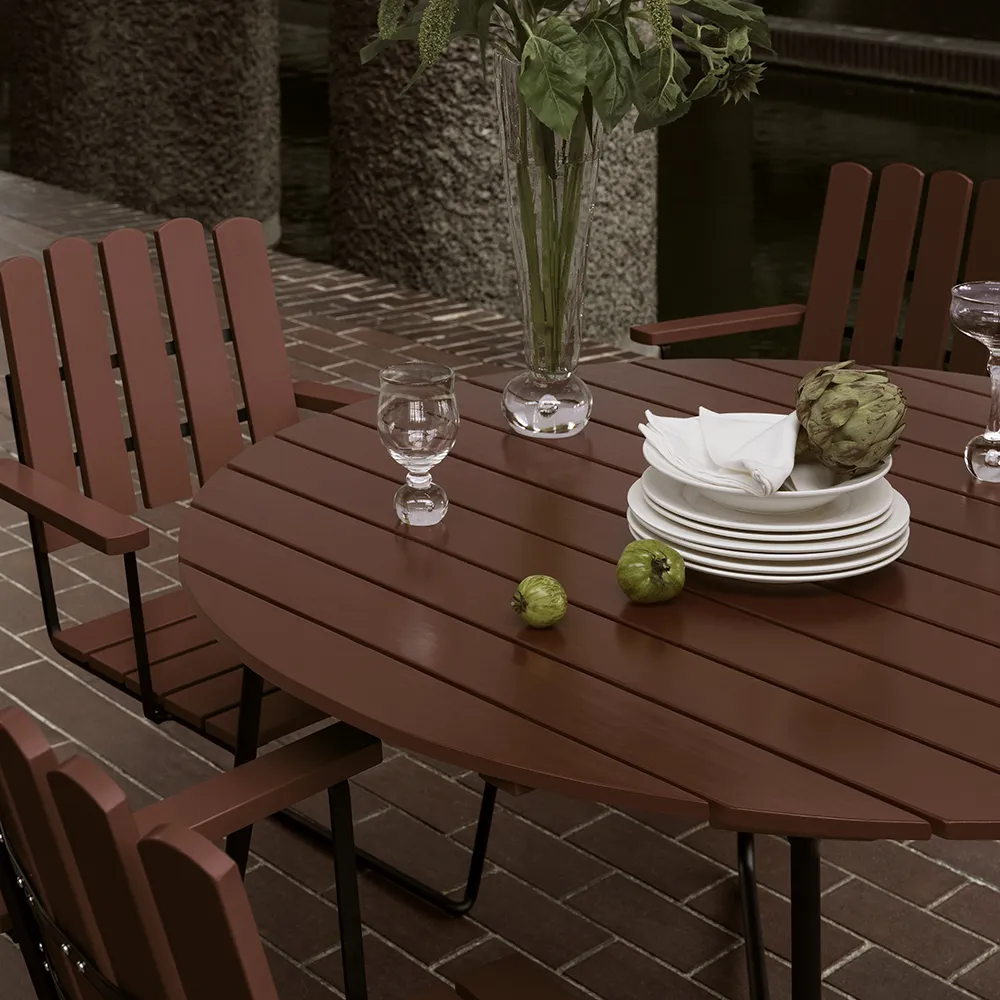 9A table 100 cm dark red / black