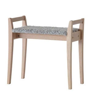 Meja Stool White oiled Oak/Sheepskin look Light grey