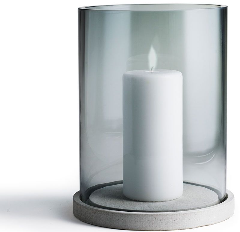 Moja Candle Lantern Grey Glass