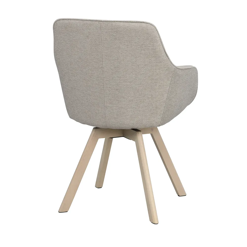 Alison chair with armrests beige fabric/white pigmented oak legs