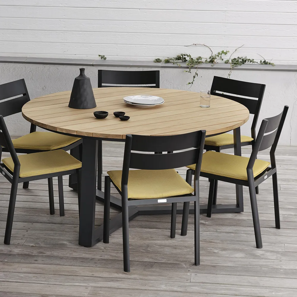 Laurion Dining table Ø150 cm teak/black