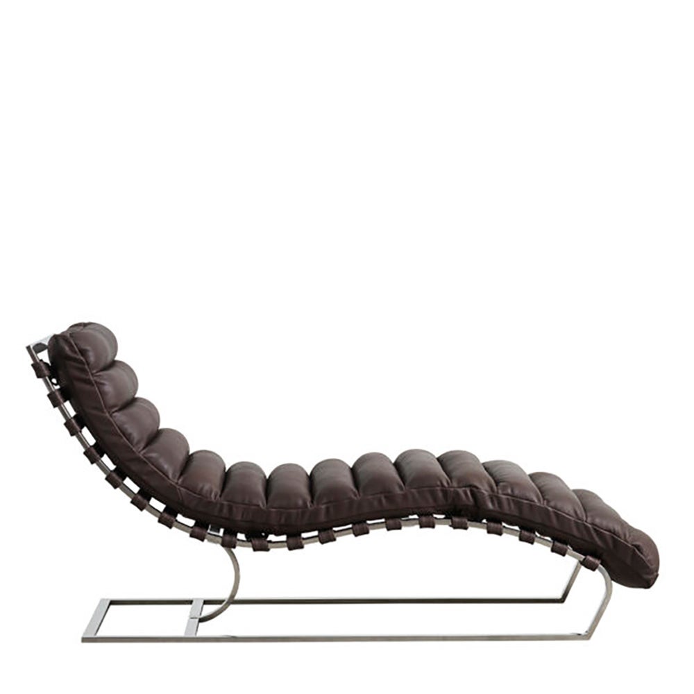 Cliff chaise longue in leather -Brown