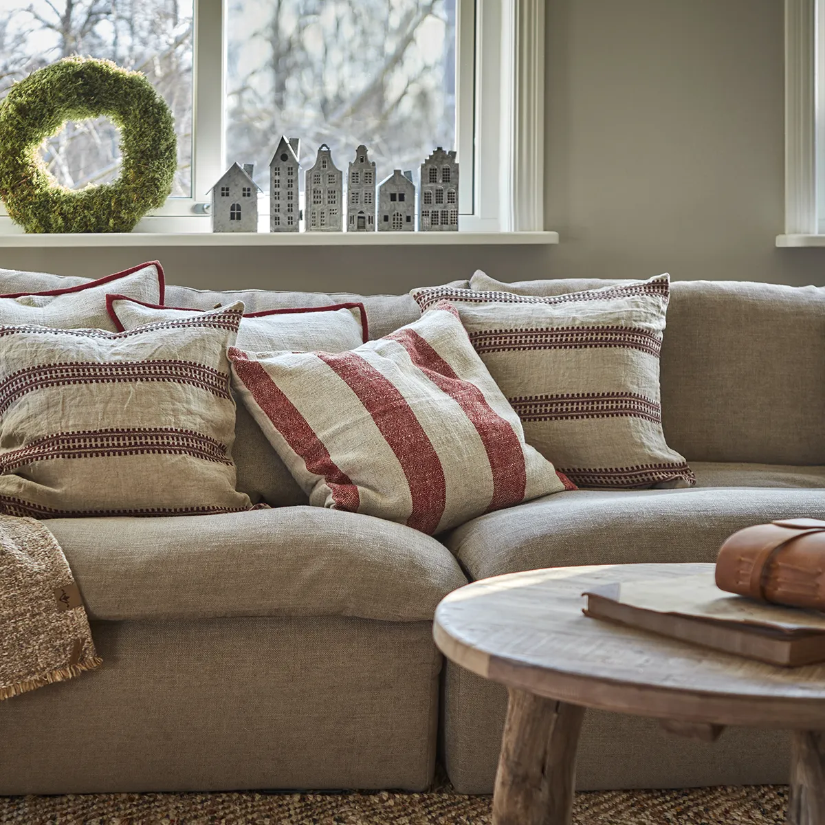 Cushion Cover Noel Red Natural 50x50 cm