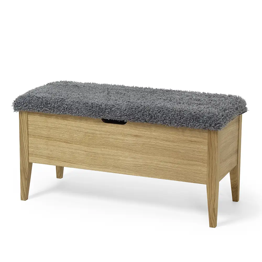 Klinte bench 90 cm oak genuine sheepskin