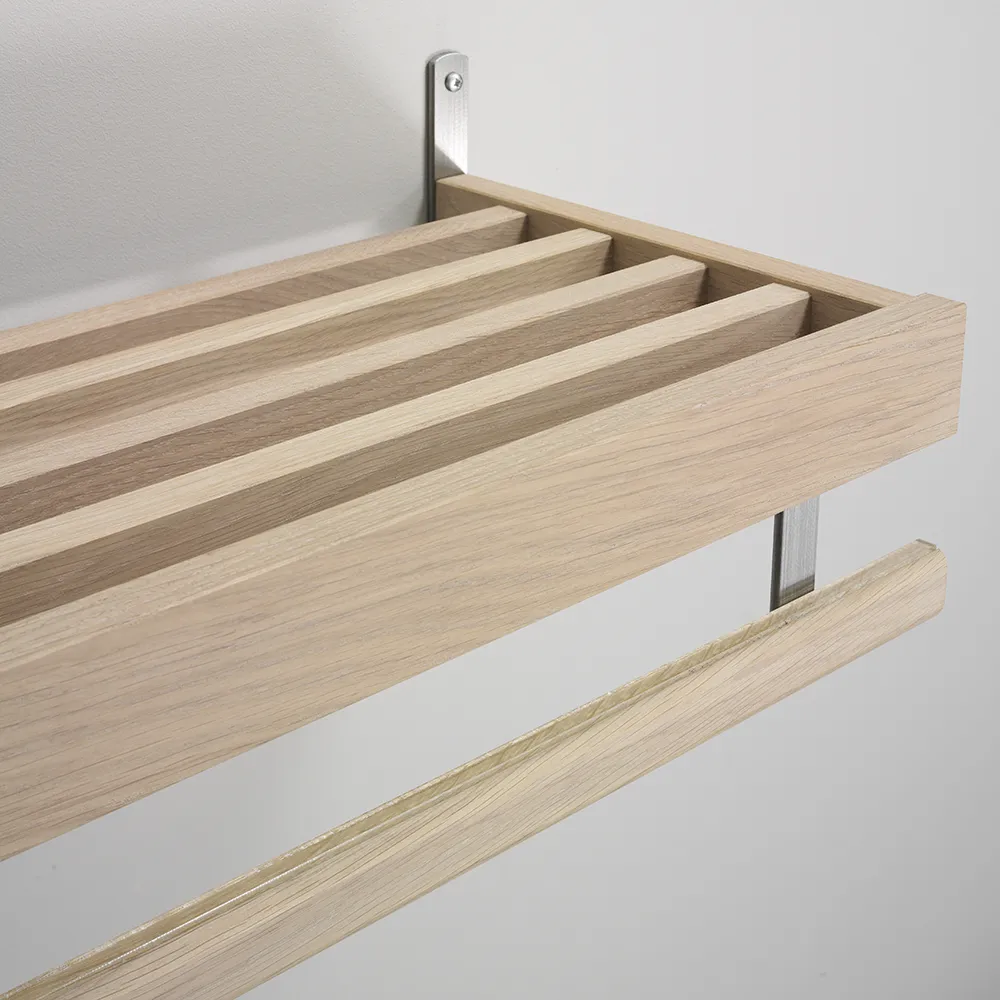 Nadja Hat shelf 100 cm 1 level White oiled Oak/Ground steel