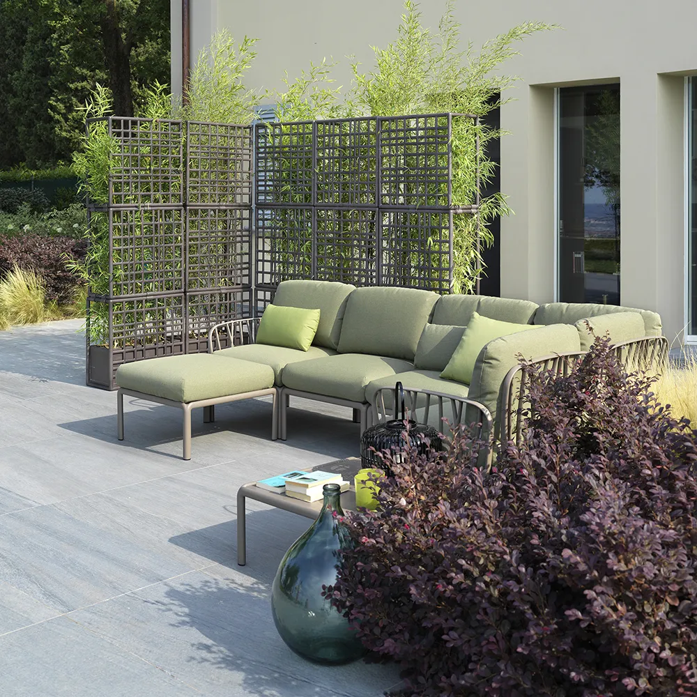 Komodo 5 corner sofa Tortora - Canvas Sunbrella