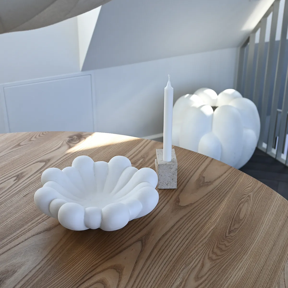 Handmade Decorative Bowl Bloom Bone White Ø 28,5 cm