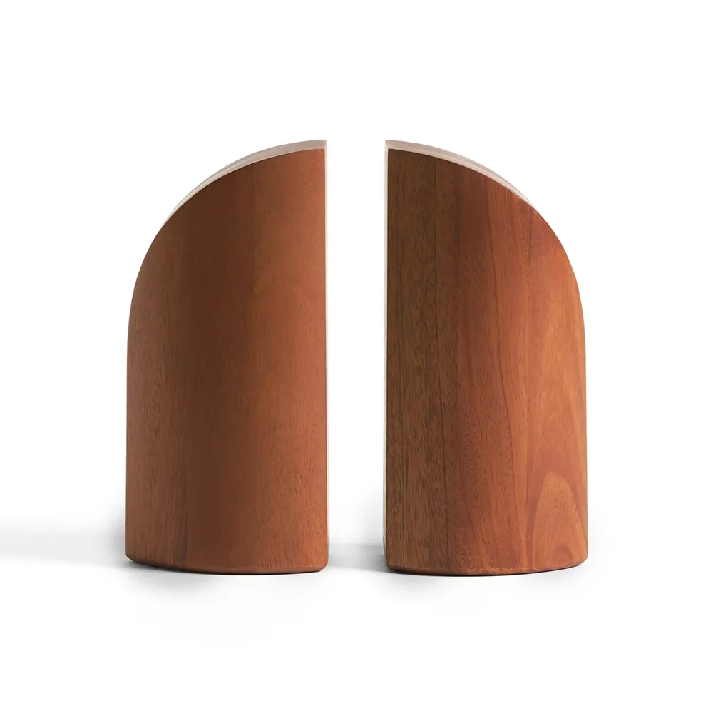 PI bookend lacquered mahogany -set of 2