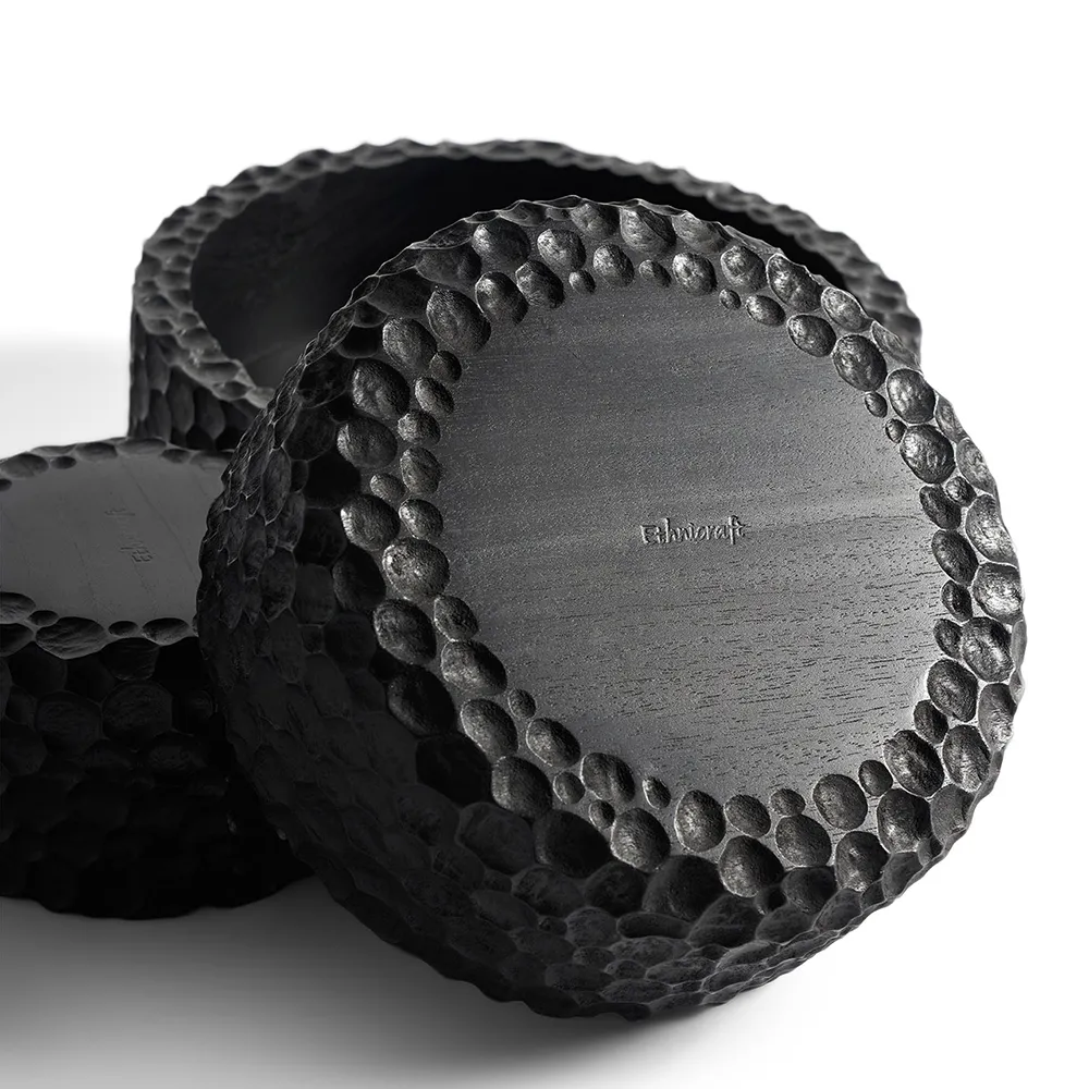 Chopped bowl black lacquered mahogany -Set of 3