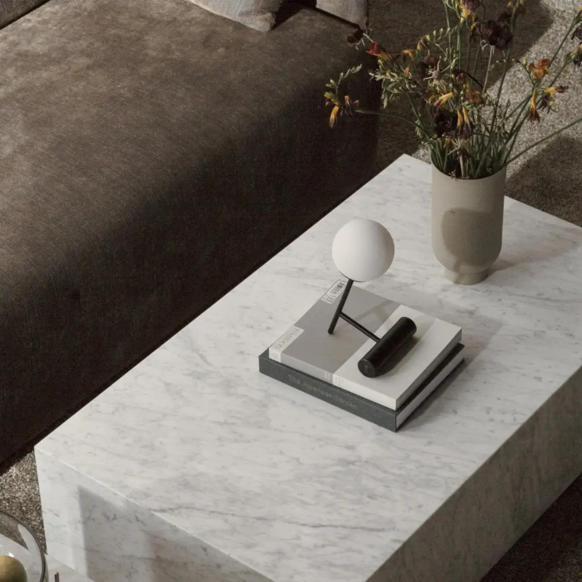Plinth Low Carrara Marble Coffee Table