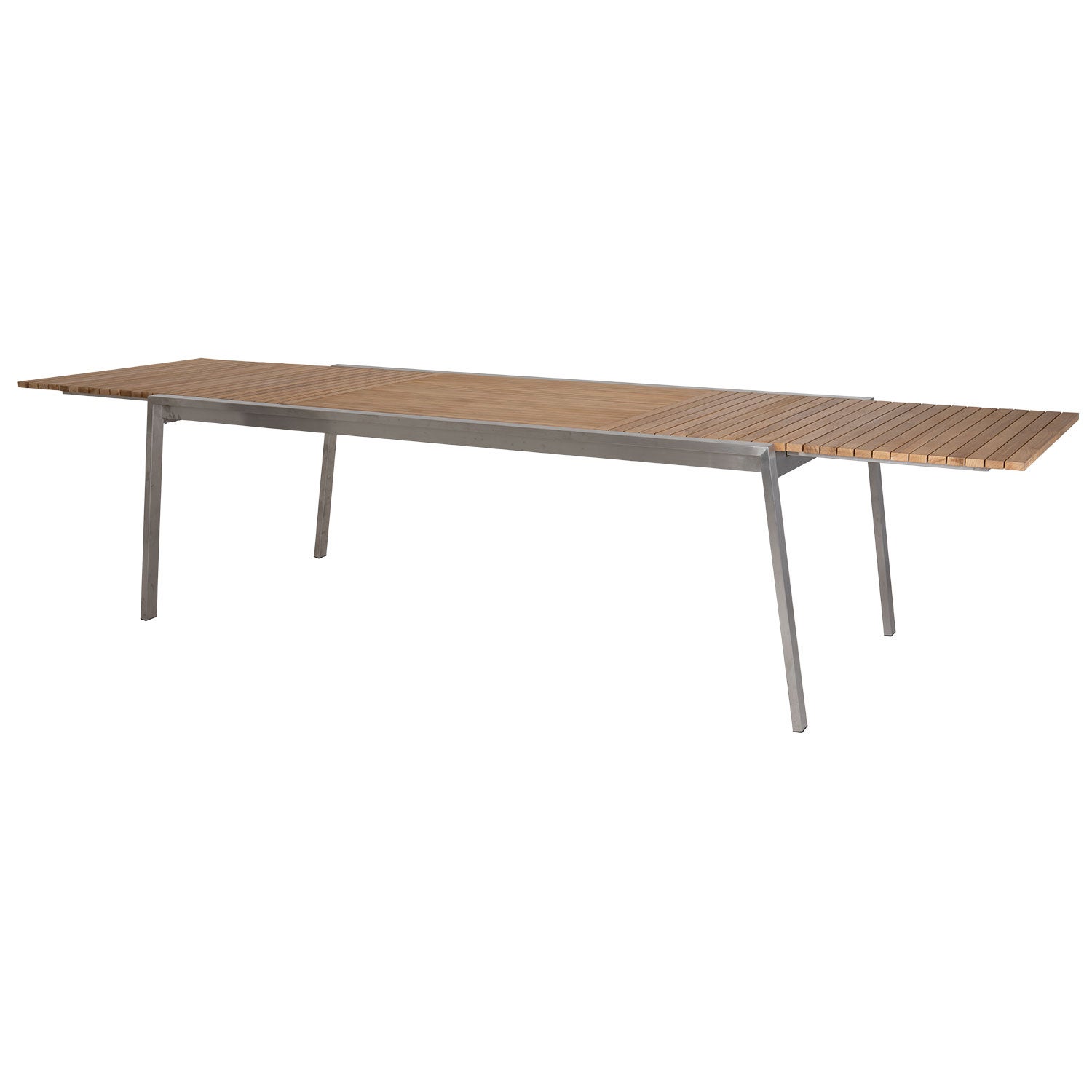 Naos dining table 100x220-320 cm stainless steel/teak