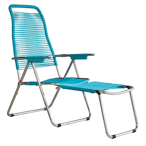Spaghetti deck chair matt turquoise aluminium