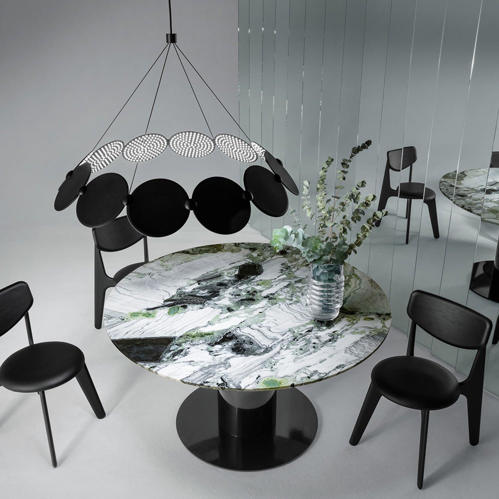 Slab dining chair upholstered black