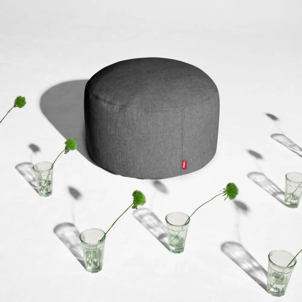 point large outdoor pouf rock grey