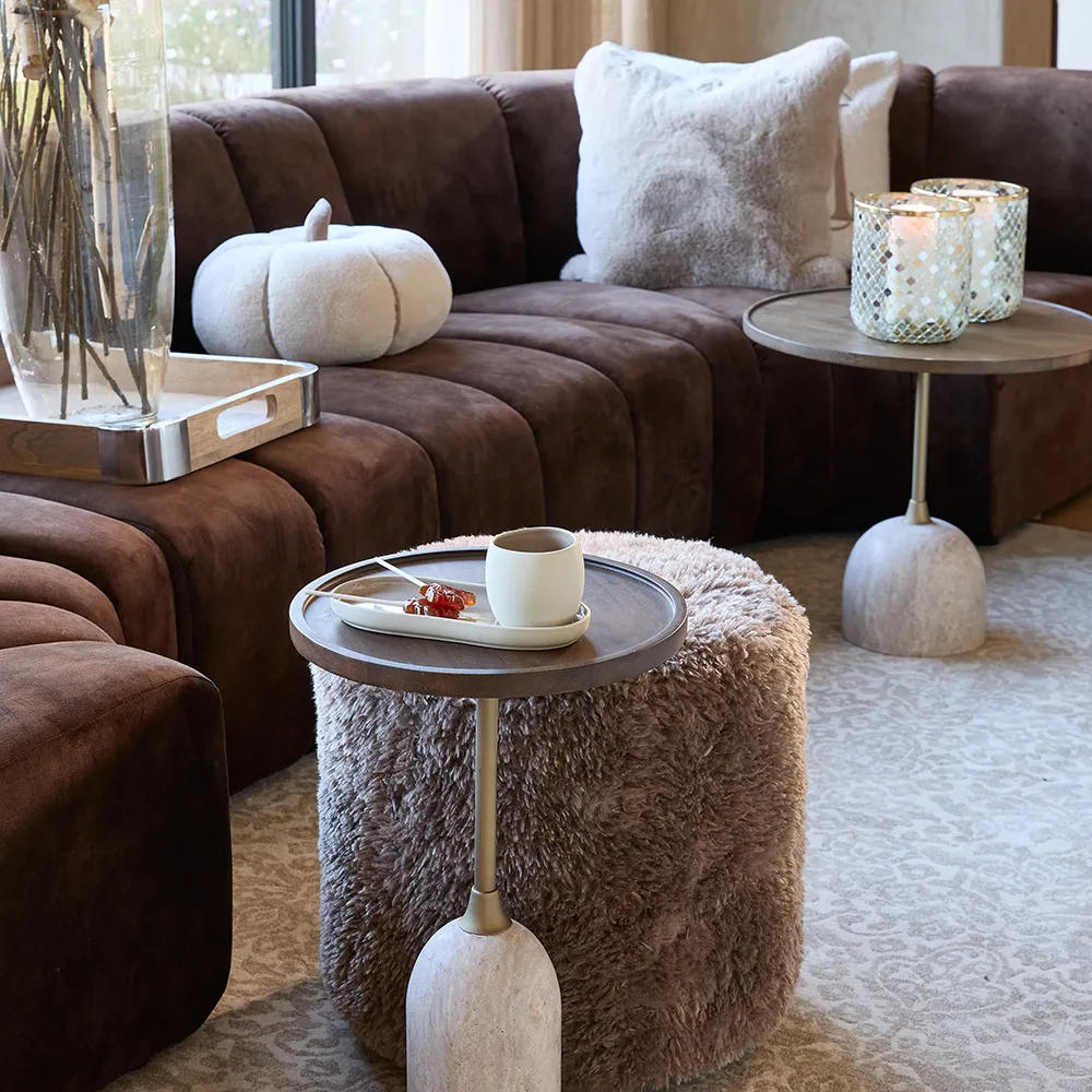 Footstool Bowery Raccoon Taupe