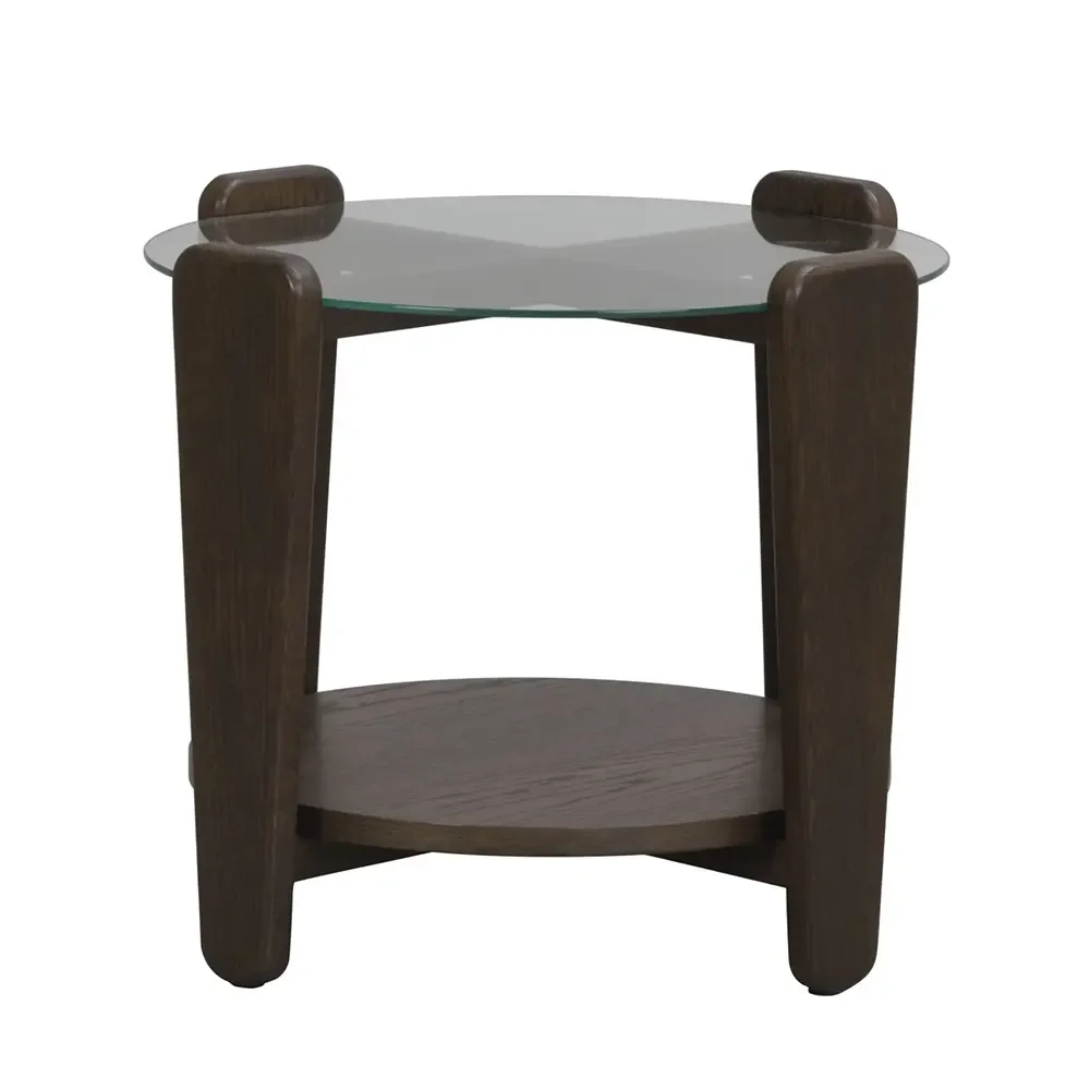 Arran coffee table Ø52 brown oak/glass